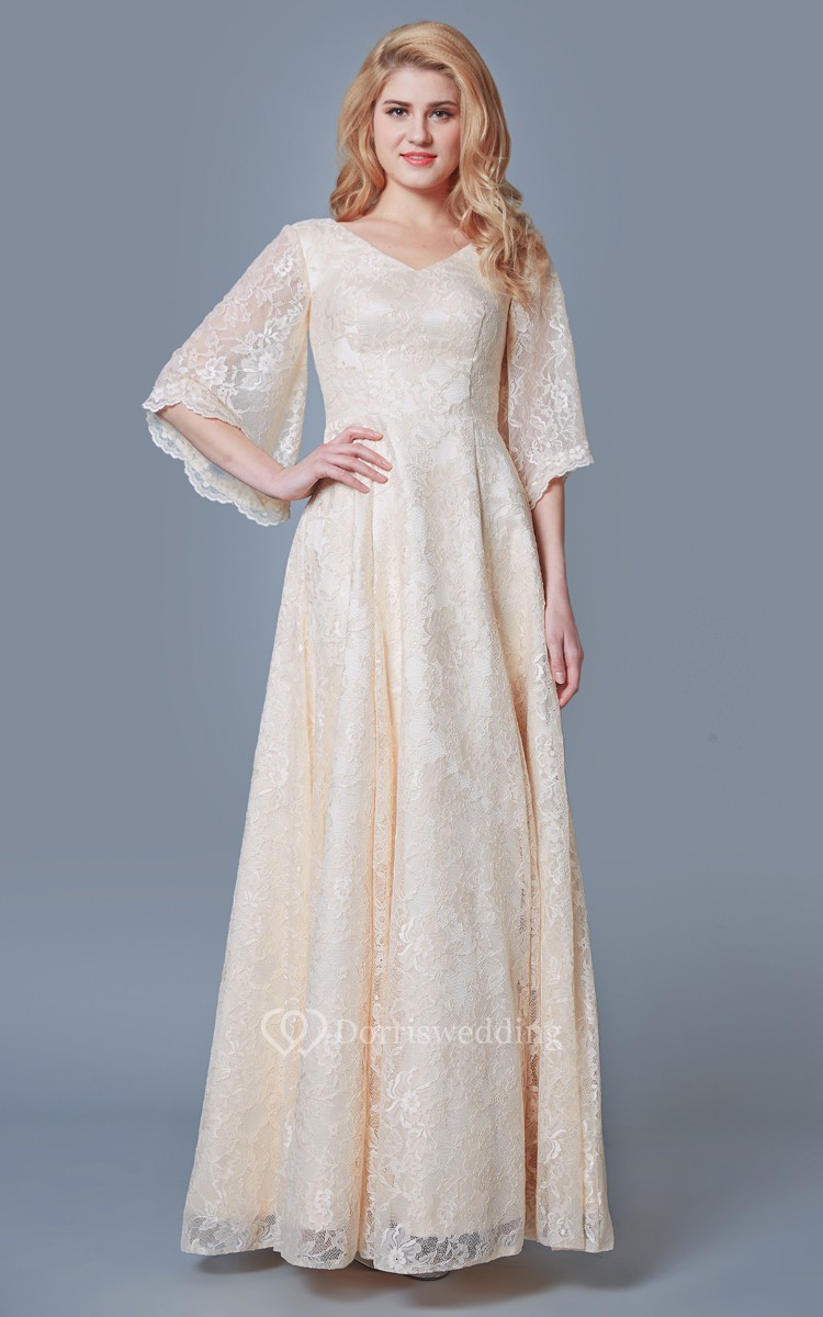 Long evening gowns with bell sleeves dress online down
