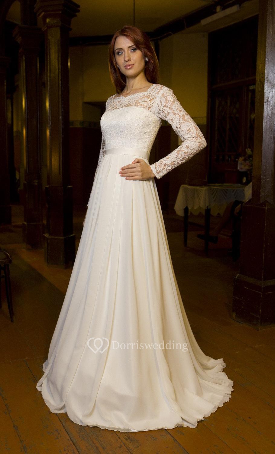 Wedding Table Conservative Wedding Dresses ivory wedding dresses cream dorris square neckline lace bodice chiffon skirt a line dress