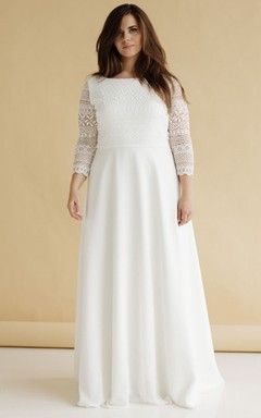 Encantador vestido de novia de satén etéreo de corte A para tallas grandes