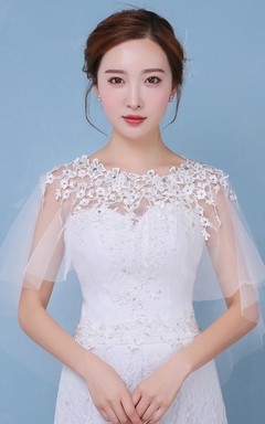 New Lace Diamond Spring Summer Cloak Round Neck White Shawl
