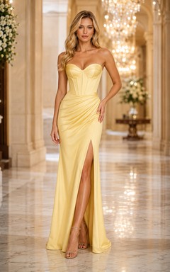 Daffodil Strapless Sheath Dress with Slit