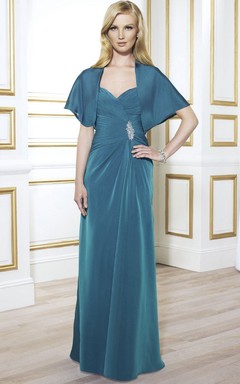 Sweetheart Bat Sleeve Criss-Cross Jersey Mother Of The Bride Dress