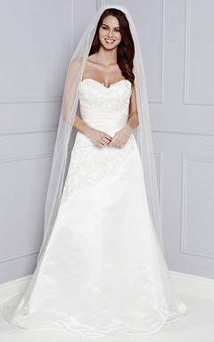A-Line Sleeveless Sweetheart Maxi Beaded Satin Wedding Dress