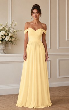Daffodil Off-the-Shoulder Chiffon A-Line Bridesmaid Dress