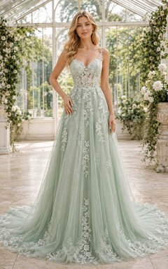 Vestido de novia bohemio romántico elegante con escote corazón, edición C, corte A y encaje.