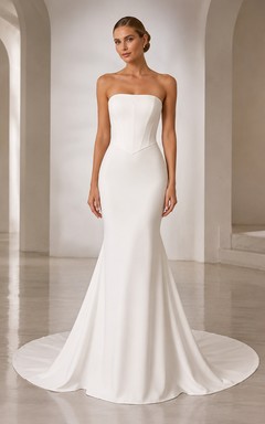 Robe de mariée sirène bustier en satin