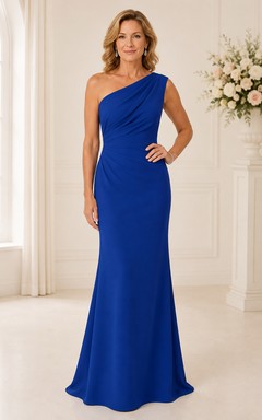 Königsblaues Meerjungfrauen-Kleid aus Jersey mit One-Shoulder-Schulter