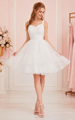 White Sweetheart Straps Sleeveless Tulle Flowergirl Party Dress