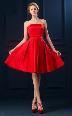 Casual Strapless Knee length Dress with Corset Back