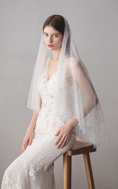 Korean Style Two Tier Fingertip Veil with Stars