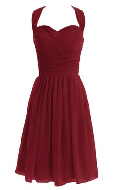 Queen Anne Red Wedding Dress With Ruching and Bow