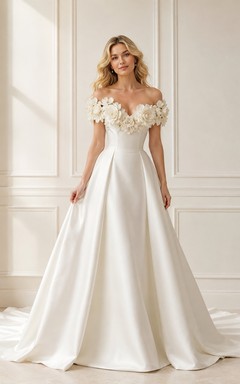 Vestido de novia formal elegante con encaje y corte en A