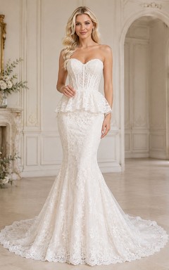 Mermaid Square Romantic Neck Bridal Classic Wedding Dress Lace