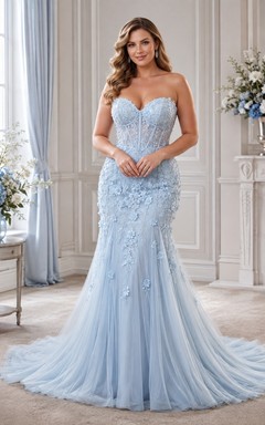 Vestido de novia bohemio sirena elegante y romántico con estampado floral, edición A de encaje.