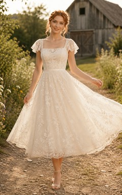 Lace Tulle Wedding Dress A-Line Sweetheart Sleeveless Mini Bridal Gown