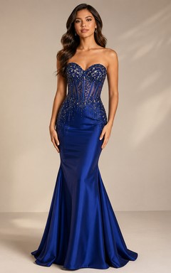 Meerjungfrauen-Pailletten-Abendkleid mit trägerlosem, ärmellosem Design und Paillettenbesatz, bodenlang