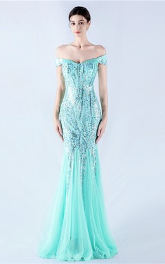 Craft Beading Mesh Sequins Evening Dress Annual Meeting Performance Host