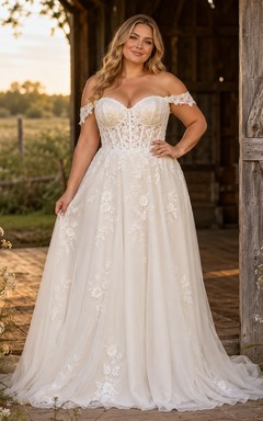 Plus Size Supportive Corset Lace Barn Wedding Dress