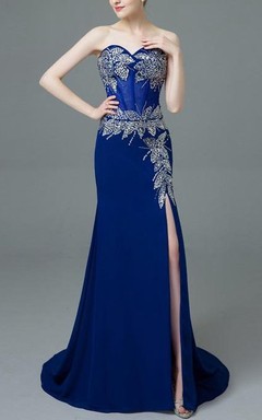 Sweetheart A-Line Beading Sequins Split-Front Prom Dress