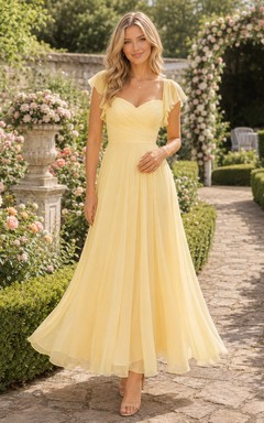 Daffodil Sweetheart Tüll-Teelängen-Abendkleid