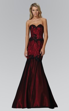Mermaid Long Sweetheart Sleeveless Lace Lace-Up Dress With Appliques