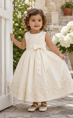 Robe de baptême pour bébé brodée à la main, coupe trapèze, sans manches, avec nœud dans le dos, élégante, romantique et adorable en dentelle de coton.