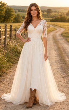 Robe de mariée de maternité à épaules dénudées et manches papillon en dentelle, robe de plage