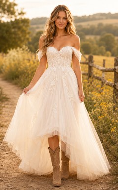 Robe de mariée de maternité à fines bretelles, corsage en dentelle, coupe trapèze, style champêtre, avec traîne