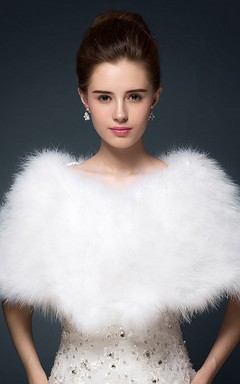 Chal de piel de avestruz para novia, capa de lana para invierno