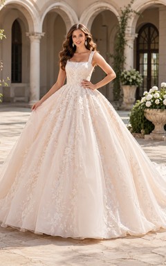 Simple Floor-length Sleeveless Bridal Ceremony Formal Straps Dress Ball Gown