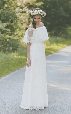 Robe de mariée vintage bohème en dentelle légère