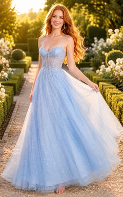 Robe de bal bleu ciel en tulle, robe de soirée bustier cœur sans manches, longueur au sol