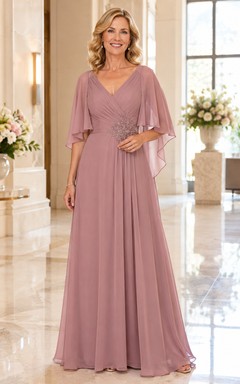 Brautmutterkleid aus Chiffon in Altrosa