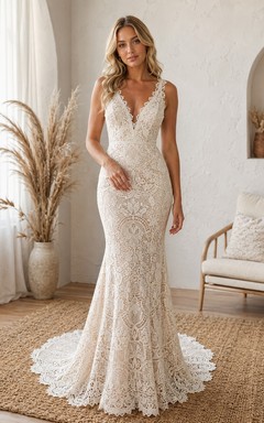 Elegantes, langärmeliges, hochgeschlossenes A-Linien-Brautkleid mit Bolero aus Spitze und Schleppe