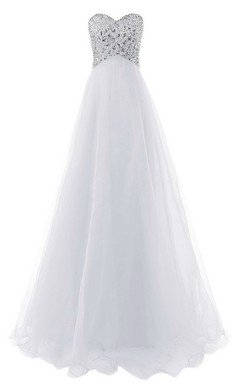 Robe longue en tulle à volants ornée de cristaux et de pierres en forme de cœur