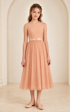 Korallenfarbenes Brautjungfernkleid, A-Linie, Teelänge, mit Schmucksteinen, ärmellos, klassisches Oberteil, romantisch