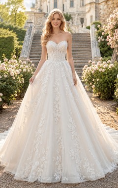 Brautkleid im eleganten Spitzen-Stil für den Gartenball