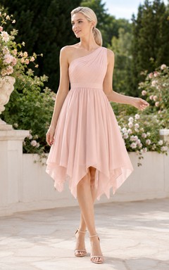 Blush Refined Chiffon Sheath V-neck Knee Length Cocktail Dress