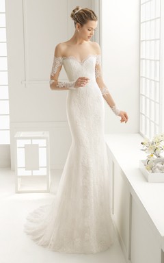 Vestido de dama de honor de organza, sin tirantes, sin espalda, de manga larga y con apliques.