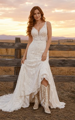 Robe de mariée de maternité en tulle dentelle à col carré, bretelles et longue traîne