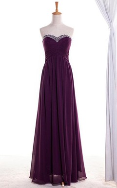 A-line Maxi Sweetheart Bell Beading Chiffon Dress