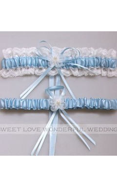 Brautstrumpfband im Western-Stil mit Blumen, Spitze und Schleife, elastisch, 40-58 cm (16-23 Zoll)