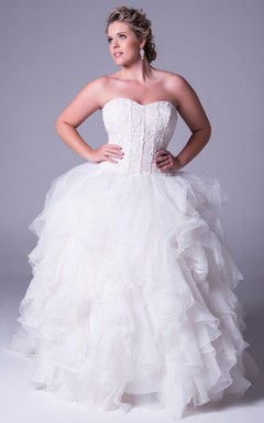 Ballkleid mit Applikationen, herzförmigem Ausschnitt, Tüll, Übergröße, Brautkleid mit Rüschen und Reißverschluss