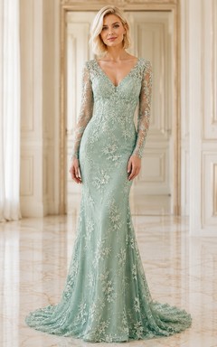 Vestido de novia elegante y romántico de manga larga estilo sirena boho, edición B, encaje.