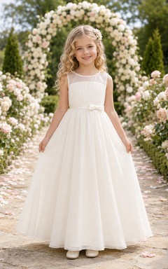 Einfaches Tüll-Ballkleid für Blumenmädchen