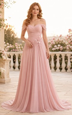 Romantisches Abendkleid aus rosafarbenem Spaghetti-Tüll in A-Linie