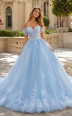 Sweetheart Ball Gown Tulle A-line Applique Exquisite Prom Dress