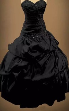 Robe de bal en taffetas, sans manches, à bretelles, longue jusqu'au sol, avec traîne chapelle, ornée de perles et de volants, robe de mariée princesse