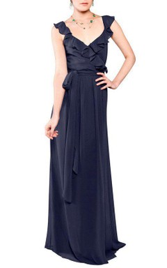 Falbala Chiffon Bridesmaid Dress with Sash