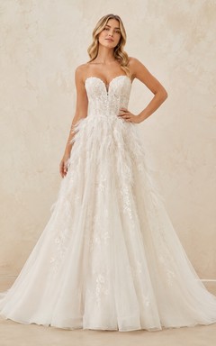 A-line raised-like Elegant Bridal Formal Ceremony Wedding Dress